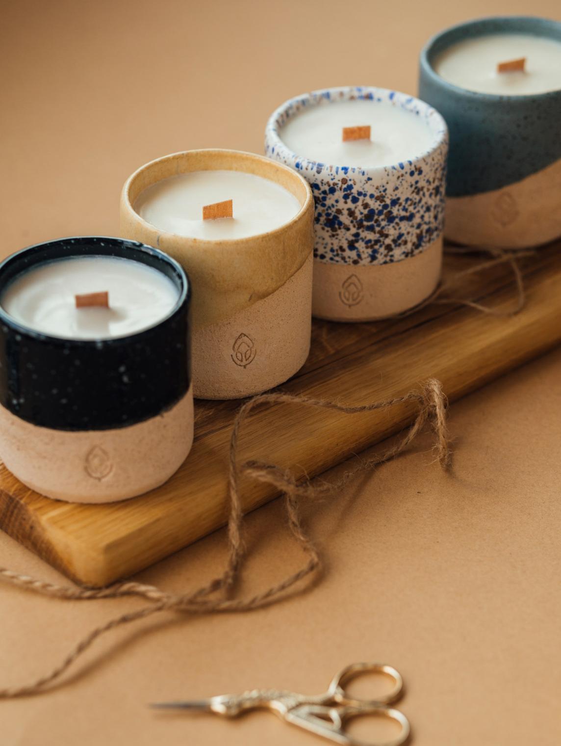 Handmade Ceramic Candle Set - 4 pcs.